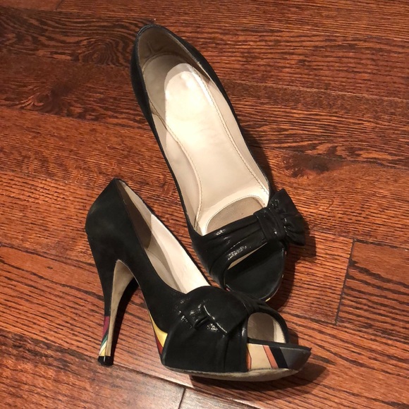 Emilio Pucci Shimmery Suede Peep Toe Pump - Picture 3 of 5